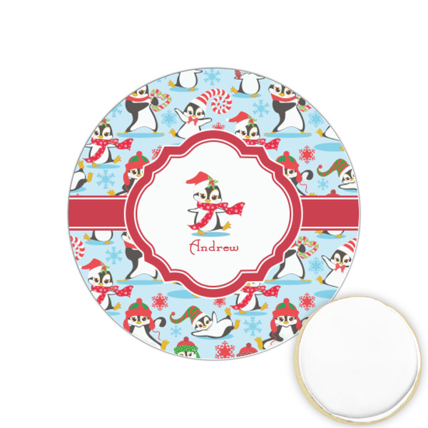 Custom Christmas Penguins Printed Cookie Topper - 1.25" (Personalized)