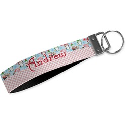 Christmas Penguins Wristlet Webbing Keychain Fob (Personalized)