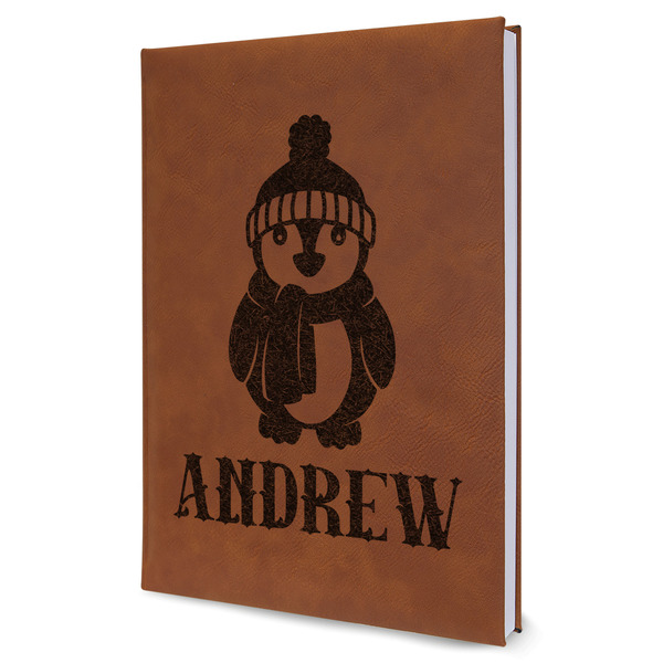 Custom Christmas Penguins Leather Sketchbook - Large - Single Sided (Personalized)