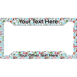 Christmas Penguins License Plate Frame - Style A (Personalized)