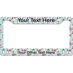 Christmas Penguins License Plate Frame - Style B (Personalized)