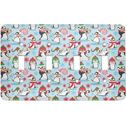 Christmas Penguins Light Switch Cover (4 Toggle Plate)