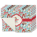 Christmas Penguins Single-Sided Linen Placemat - Set of 4 w/ Name or Text