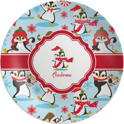 Christmas Penguins Melamine Salad Plate - 8" (Personalized)