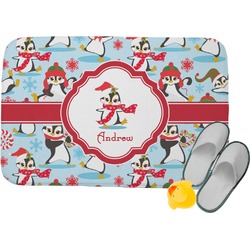 Christmas Penguins Memory Foam Bath Mat (Personalized)