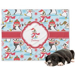 Christmas Penguins Dog Blanket - Regular (Personalized)