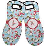 Christmas Penguins Neoprene Oven Mitts - Set of 2 w/ Name or Text