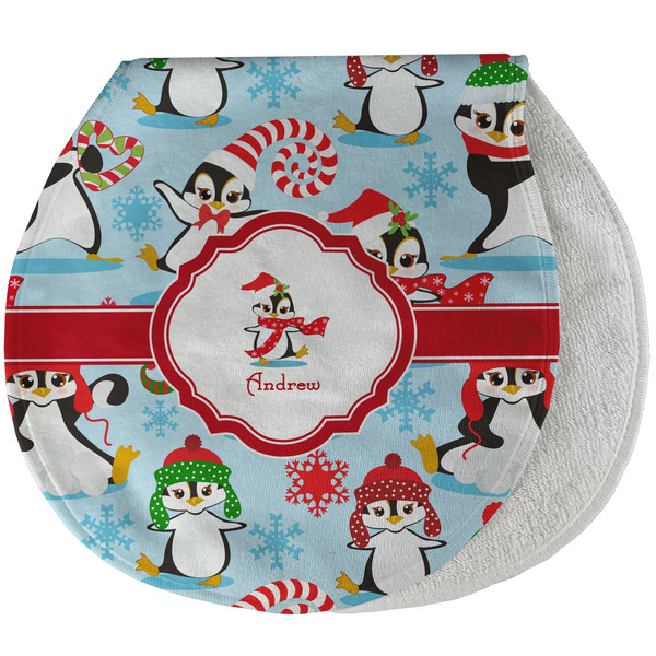 Custom Christmas Penguins Burp Pad - Velour w/ Name or Text