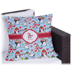 Christmas Penguins Outdoor Pillow - 18" (Personalized)