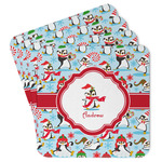 Christmas Penguins Paper Coasters w/ Name or Text
