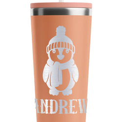 Christmas Penguins RTIC Everyday Tumbler with Straw - 28oz - Peach - Double-Sided (Personalized)
