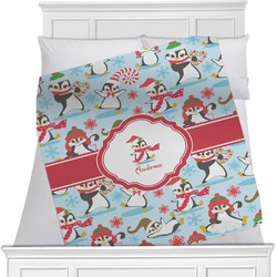 Christmas Penguins Minky Blanket - Toddler / Throw - 60"x50" - Double Sided (Personalized)