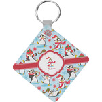 Christmas Penguins Diamond Plastic Keychain w/ Name or Text