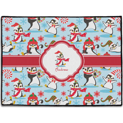 Christmas Penguins Door Mat (Personalized)