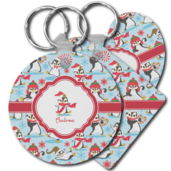 Christmas Penguins Plastic Keychain (Personalized)