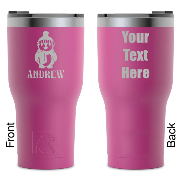 Custom Christmas Penguins RTIC Tumbler - Magenta - Laser Engraved - Double-Sided (Personalized)