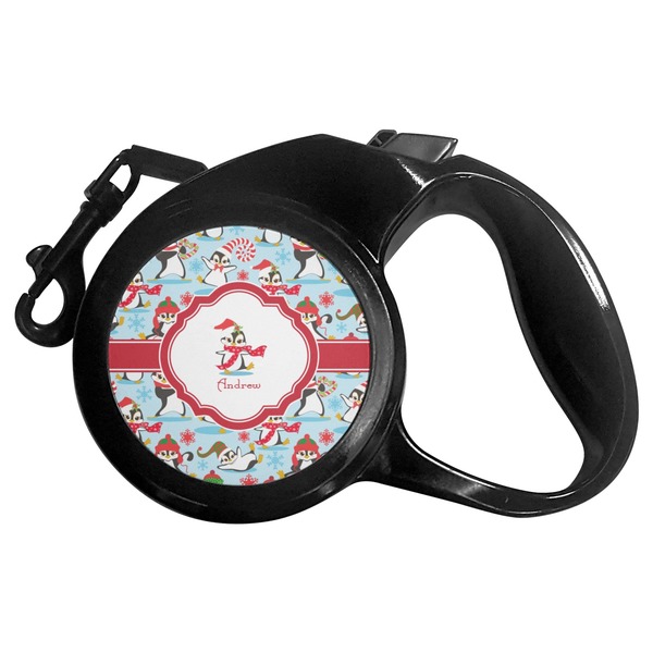 Custom Christmas Penguins Retractable Dog Leash - Large (Personalized)