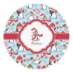 Christmas Penguins Round Decal - Medium (Personalized)