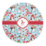 Christmas Penguins 5' Round Indoor Area Rug (Personalized)