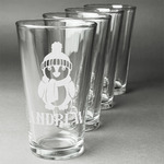 Christmas Penguins Pint Glasses - Engraved (Set of 4) (Personalized)