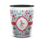 Christmas Penguins Ceramic Shot Glass - 1.5 oz - Two Tone - Single (Personalized)