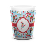 Christmas Penguins Ceramic Shot Glass - 1.5 oz - White - Set of 4 (Personalized)