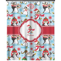 Christmas Penguins Extra Long Shower Curtain - 70"x84" (Personalized)