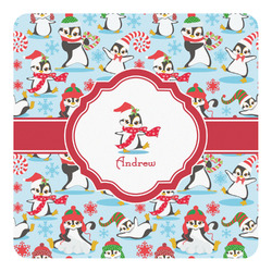 Christmas Penguins Square Decal - Small (Personalized)