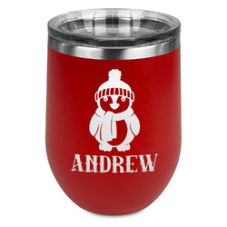 Christmas Penguins Stemless Stainless Steel Wine Tumbler - Red - Single Sided (Personalized)