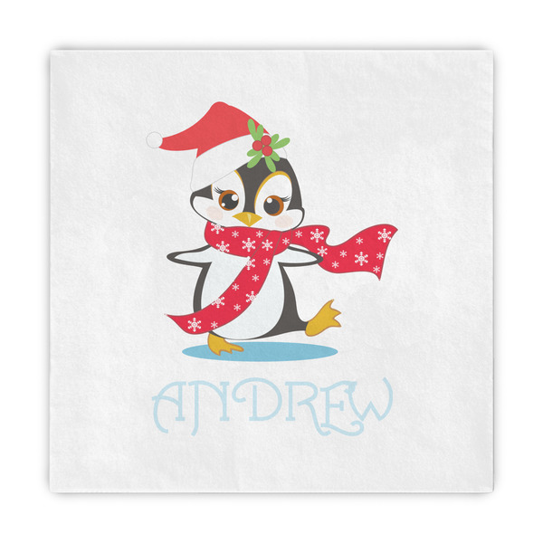 Custom Christmas Penguins Standard Decorative Napkins (Personalized)