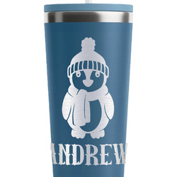 Christmas Penguins RTIC Everyday Tumbler with Straw - 28oz - Steel Blue - Double-Sided (Personalized)