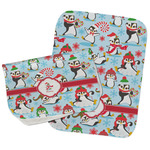 Christmas Penguins Burp Cloths - Fleece - Set of 2 w/ Name or Text