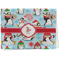 Christmas Penguins Kitchen Towel - Waffle Weave - Full Color Print (Personalized)