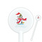 Christmas Penguins White Plastic 5.5" Stir Stick - Round - Closeup