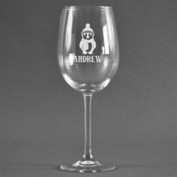 Christmas Penguins Wine Glass (Single) (Personalized)