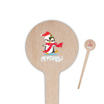 Christmas Penguins 4" Round Wooden Food Picks - Double Sided (Personalized)