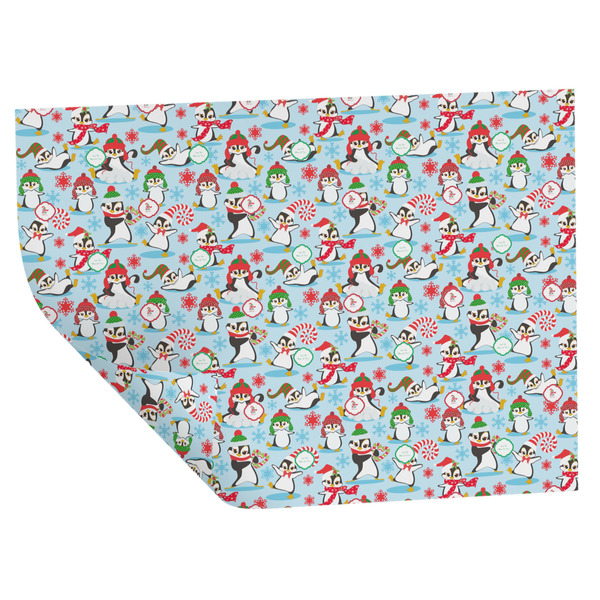 Custom Christmas Penguins Wrapping Paper Sheets - Double-Sided - 20" x 28" (Personalized)