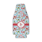 Christmas Penguins Zipper Bottle Cooler (Personalized)