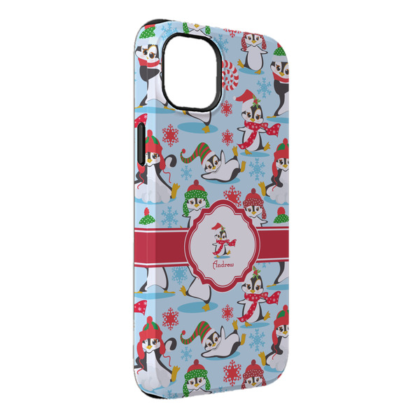 Custom Christmas Penguins iPhone Case - Rubber Lined - iPhone 14 Plus (Personalized)