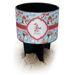 Christmas Penguins Black Beach Spiker Drink Holder (Personalized)