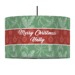 Christmas Holly 12" Drum Pendant Lamp - Fabric (Personalized)