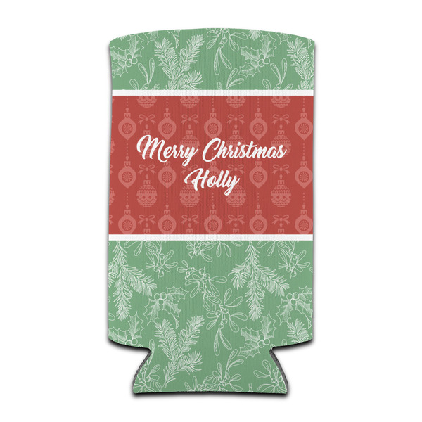 Custom Christmas Holly Can Cooler (tall 12 oz) (Personalized)