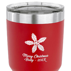 Christmas Holly 30 oz Stainless Steel Tumbler - Red - Double Sided (Personalized)