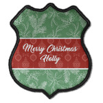 Christmas Holly Iron On Shield Patch C w/ Name or Text