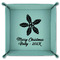 Christmas Holly 9" x 9" Teal Leatherette Snap Up Tray - FOLDED