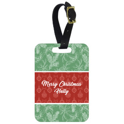 Christmas Holly Metal Luggage Tag w/ Name or Text