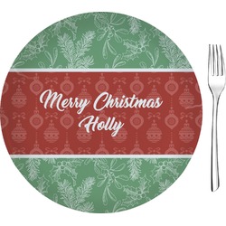 Christmas Holly Glass Appetizer / Dessert Plate 8" (Personalized)