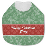 Christmas Holly Jersey Knit Baby Bib w/ Name or Text