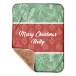 Christmas Holly Sherpa Baby Blanket - 30" x 40" w/ Name or Text