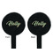 Christmas Holly Black Plastic 7" Stir Stick - Double Sided - Round - Front & Back